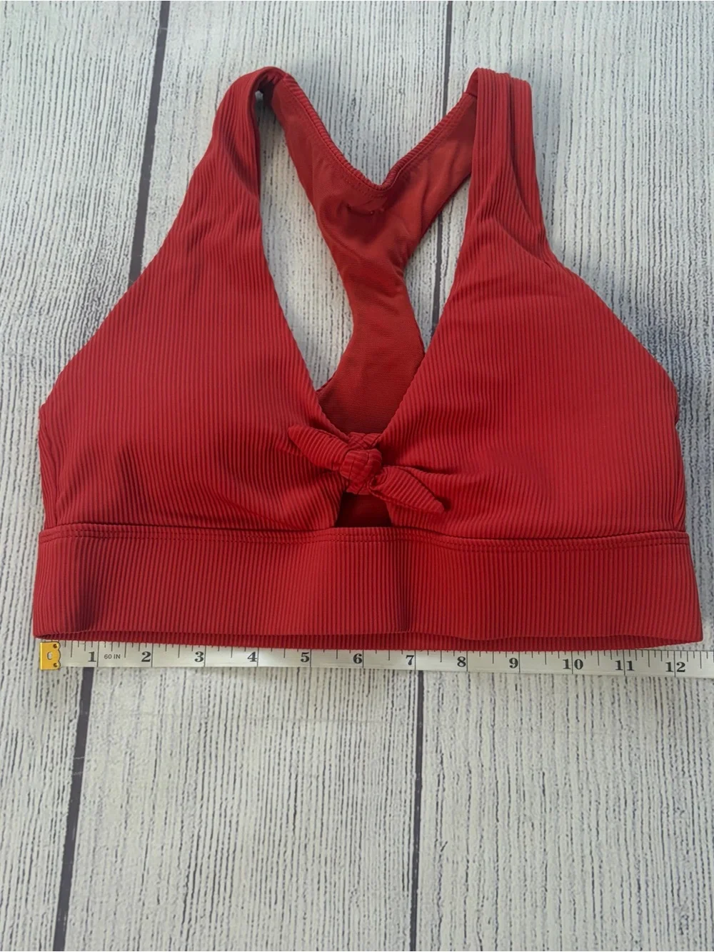 CALIA Ribbed Tie-Front Racerback Red Swim Bikini Top Size Small